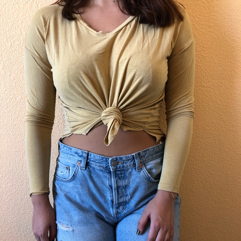 Mustard long sleeve v-neck